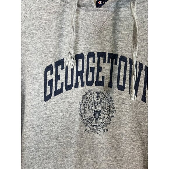 Georgetown Logo Pullover Hoodie Gray M Retro Neutral Hoyas Collegiate Bulldog - Picture 9 of 10